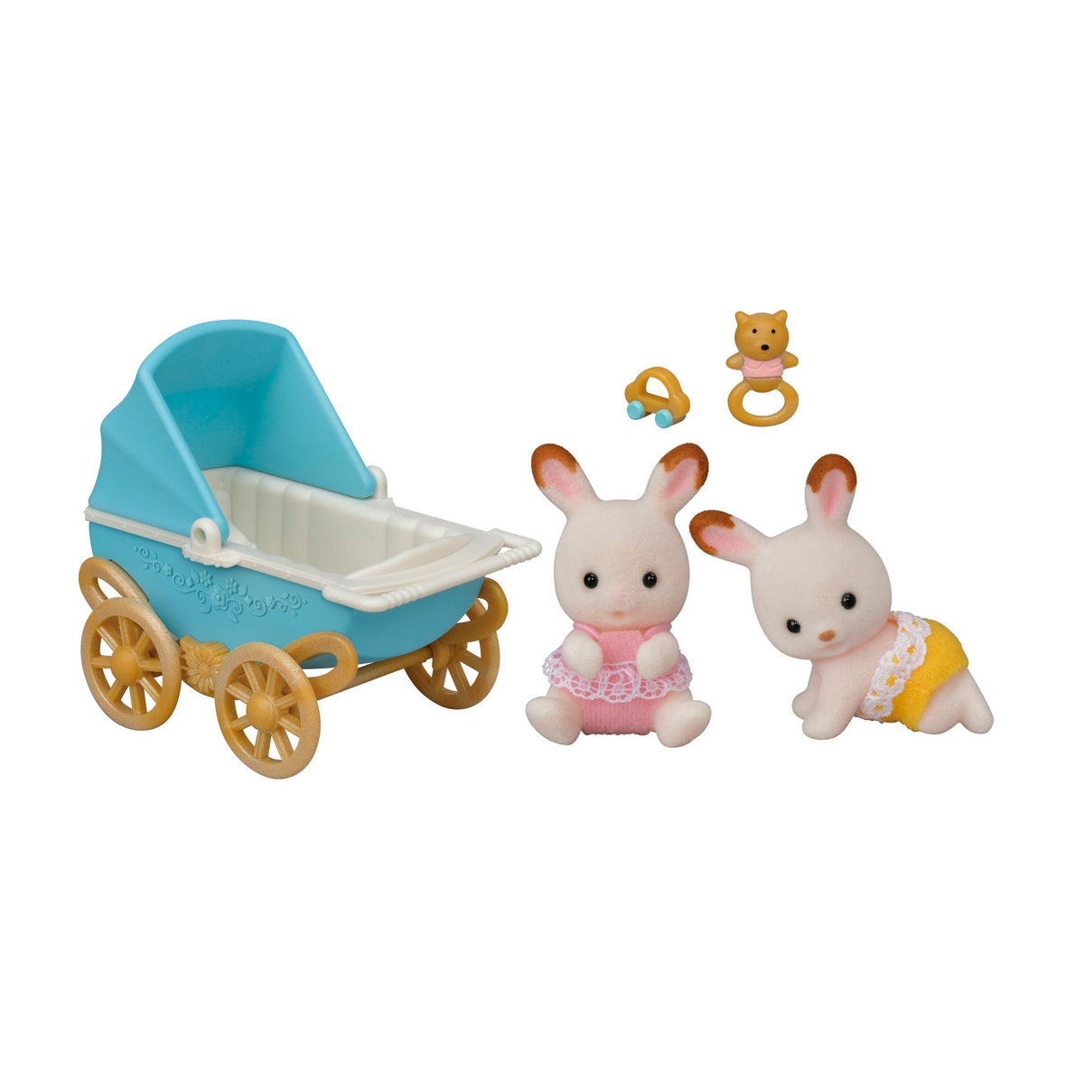 Set De Cochecito Gemelar Cabe Y Breeze Chocolate Sylvanian Families